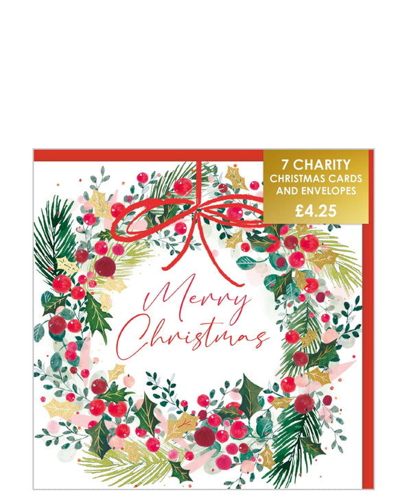 Berry wreath - Pack of 7 charity Christmas cards