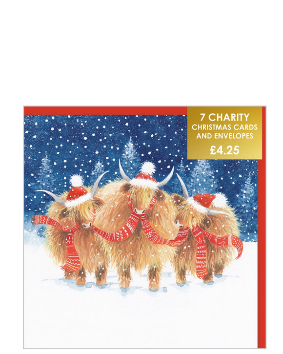 Highland cattle - Pack of 7 charity Christmas cards