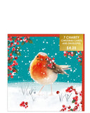Robin and red berries - Pack of 7 charity Christmas cards