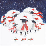 Festive sheep and robins - Pack of 7 charity Christmas cards