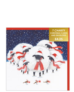 Festive sheep and robins - Pack of 7 charity Christmas cards