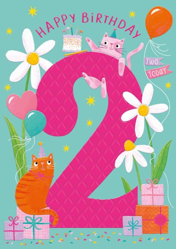 Kitty cats - 2nd Birthday card