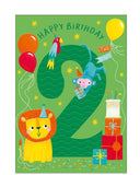 Lion and monkey - 2nd Birthday card