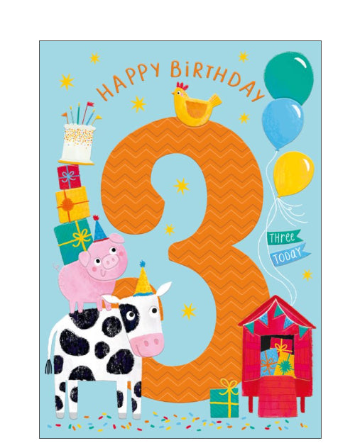 Farmyard Party - 3rd Birthday card