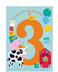 Farmyard Party - 3rd Birthday card