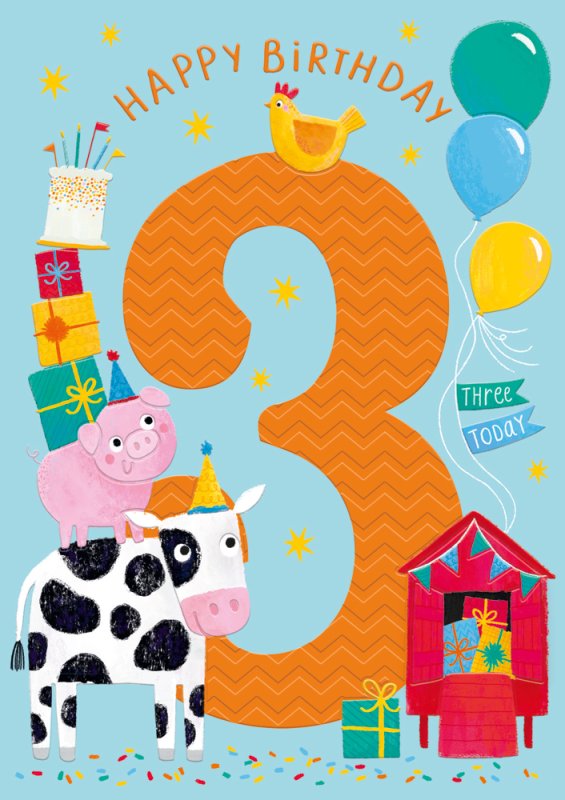 Farmyard Party - 3rd Birthday card