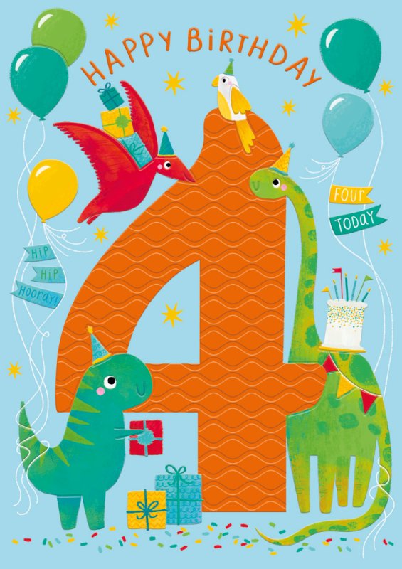 Dinosaur Roar - 4th Birthday card