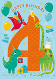 Dinosaur Roar - 4th Birthday card