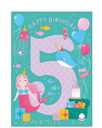 Mermaid - 5th Birthday card