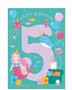 Mermaid - 5th Birthday card