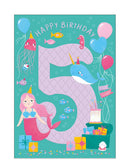 Mermaid - 5th Birthday card