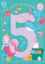 Mermaid - 5th Birthday card