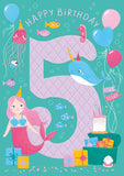 Mermaid - 5th Birthday card