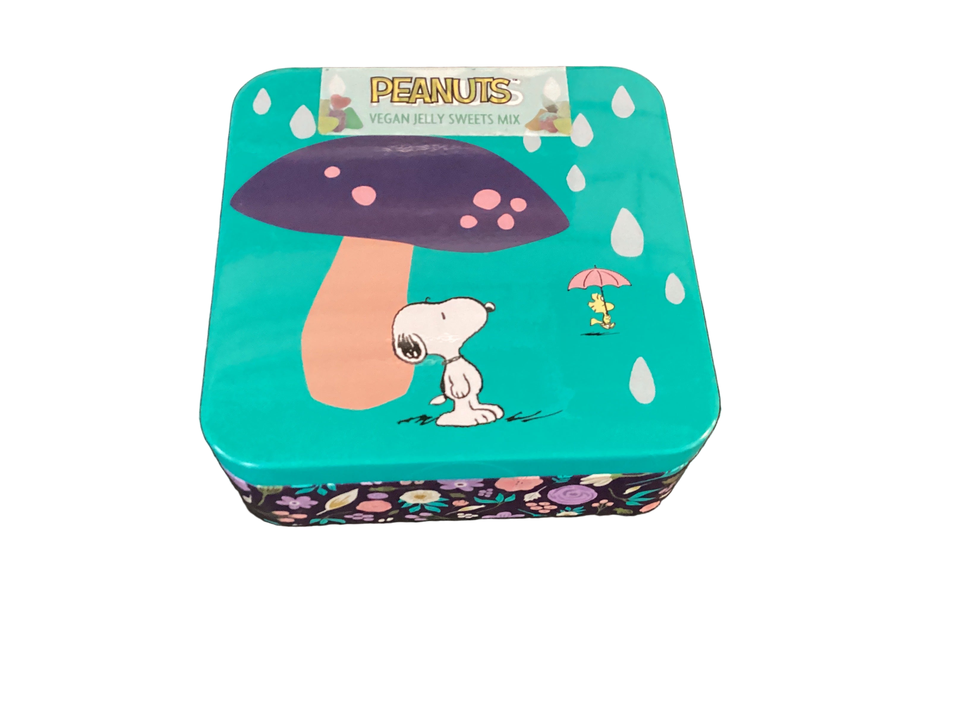 Jelly sweets in Peanuts tin