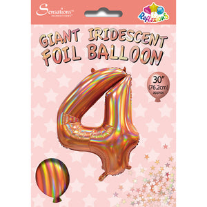 4 - 30" Rose gold iridescent  helium balloon