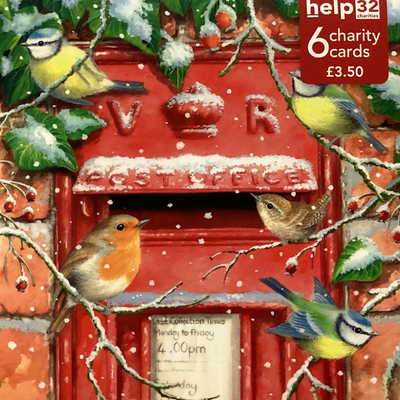 Robin and postbox - Pack of 6 Charity Christmas cards