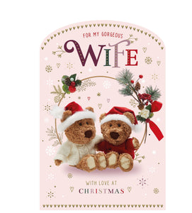 Gorgeous Wife - Barley the Brown Bear Christmas card