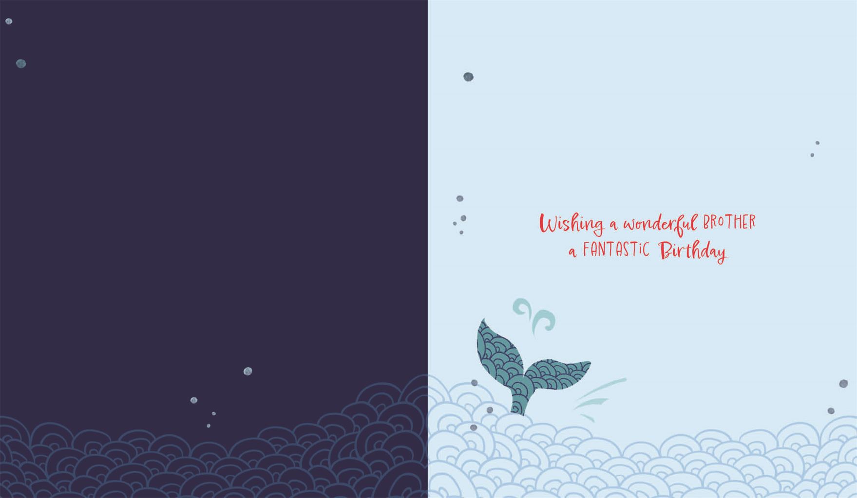 Brother, whale of a  birthday - card