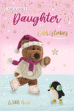 Daughter - Barley the Brown Bear Christmas card