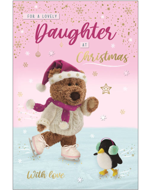 Daughter - Barley the Brown Bear Christmas card