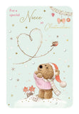 Niece - Barley the Brown Bear Christmas card SIZE