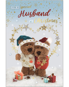 Husband - Barley the Brown Bear Christmas card