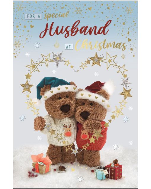 Husband - Barley the Brown Bear Christmas card