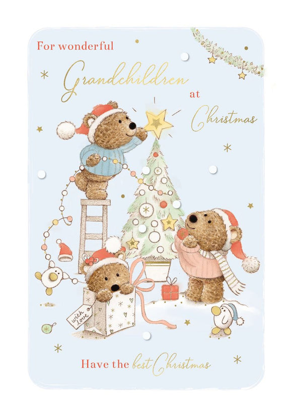 Grandchildren - Barley the Brown Bear Christmas card