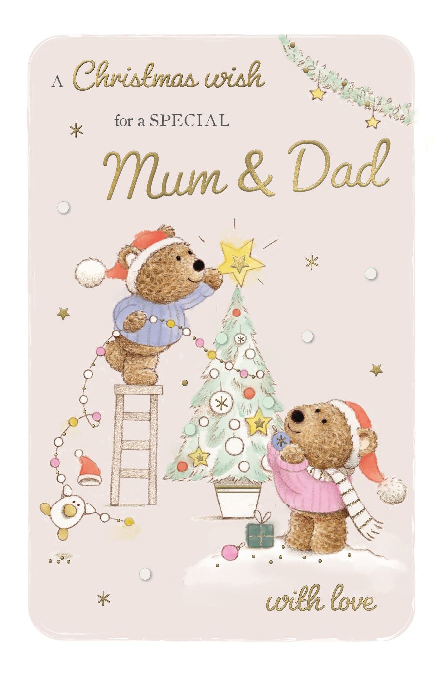 Mum & Dad, cute bears - Christmas card