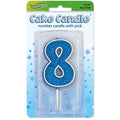 Blue Glitter Number 8 Candle