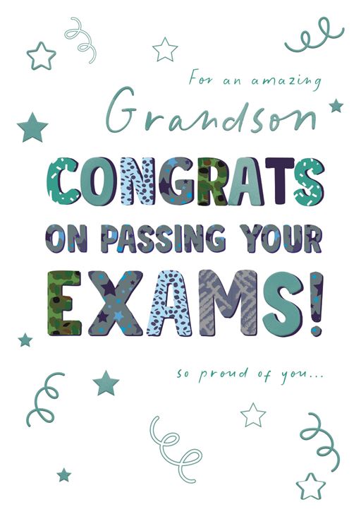 Grandson on passing  your exams card