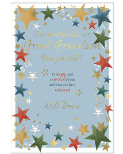 Great-grandson you passed your exams - Congratulations card
