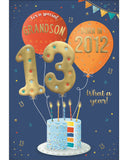 Celebrate your grandson's special day with a gift that will take him back in time! This clever 13th birthday card features intriguing tidbits and factoids about the year he was born. Discover together the top hits, blockbuster films, and noteworthy events that made 2012 a year to remember. Show him that he's one of a kind with this charming and amusing 13th birthday card.