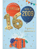 Celebrate your grandson's special day with a gift that will take him back in time! This clever 16th birthday card features intriguing tidbits and factoids about the year he was born. Discover together the top hits, blockbuster films, and noteworthy events that made 2009 a year to remember. Show him that he's one of a kind with this charming and amusing 16th birthday card.