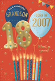 Grandson, Born in 2007 - 18th birthday card