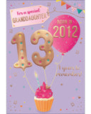 Celebrate your granddaughter's special day with a gift that will take her back in time! This clever 13th birthday card features intriguing tidbits and factoids about the year she was born. Discover together the top hits, blockbuster films, and noteworthy events that made 2012 a year to remember. Show her that she's one of a kind with this charming and amusing 13th birthday card.