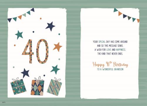 Grandson 40th Birthday card