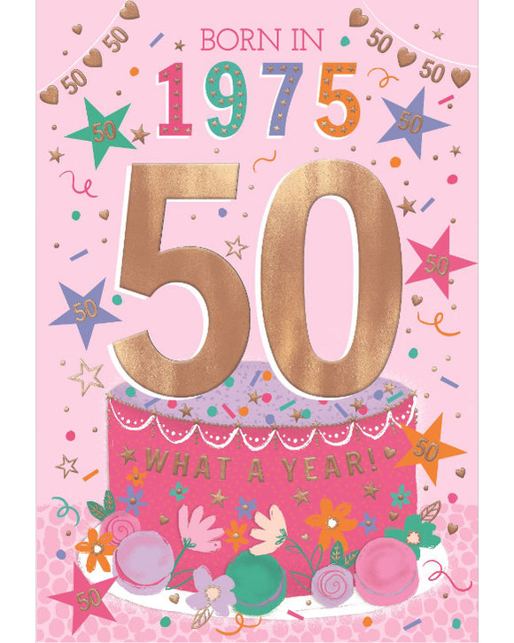 Relive the past and give a gift that's as unique as your loved one! These fantastic 50th birthday cards feature loads of interesting facts about the year 1975.


How much do you know about the year you were born - the top hits, the movies and the big news? Relive the year with this fun and educational 50th birthday card.