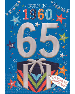 Relive the past and give a gift that's as unique as your loved one! These fantastic 65th birthday cards feature loads of interesting facts about the year 1960.


How much do you know about the year you were born - the top hits, the movies and the big news?&nbsp;Relive the year with this fun and educational 65th birthday card.
