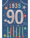 Relive the past and give a gift that's as unique as your loved one! These fantastic 90th birthday cards feature loads of interesting facts about the year 1935.


How much do you know about the year you were born - the top hits, the movies and the big news?&nbsp;Relive the year with this fun and educational 90th birthday card.