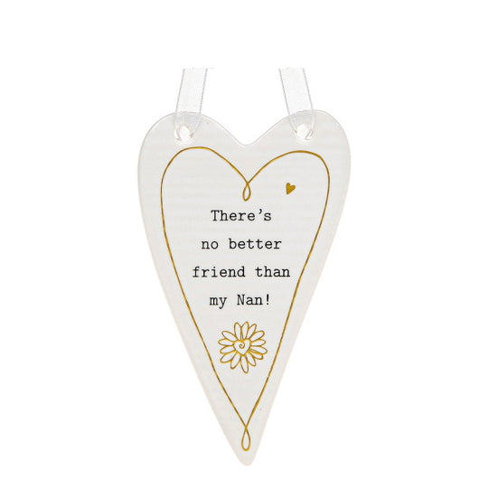 This ceramic plaque from Thoughtful Words Ceramics is a special gift for a special Nan. The white glazed heart is decorated with black text that reads 