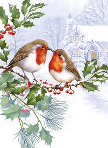 Robins & berries  - Pack of 8 Charity Christmas cards