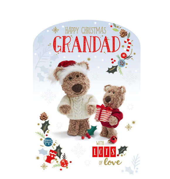 Grandad - Barley the Brown Bear Christmas card