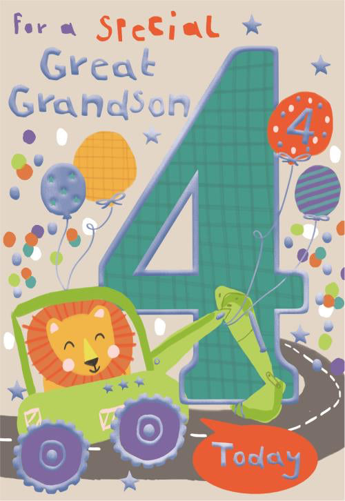 For a special Great Grandson - 4th Birthday card