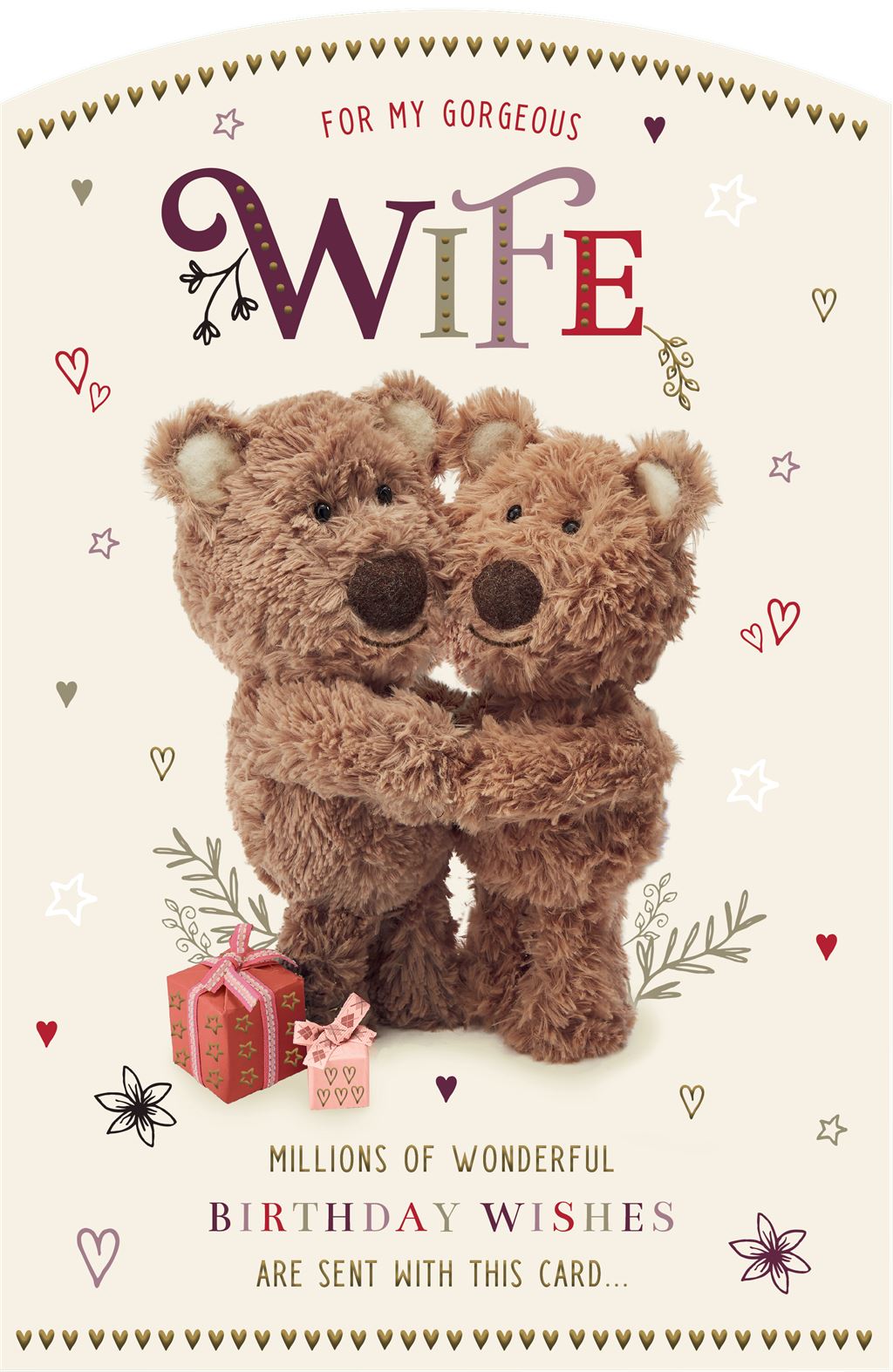 Barley the Brown Bear Gorgeous wife - Birthday Card