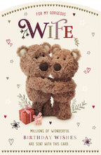 Barley the Brown Bear Gorgeous wife - Birthday Card