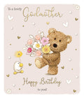 Barley the Brown Bear For a Special Godmother - Birthday Card