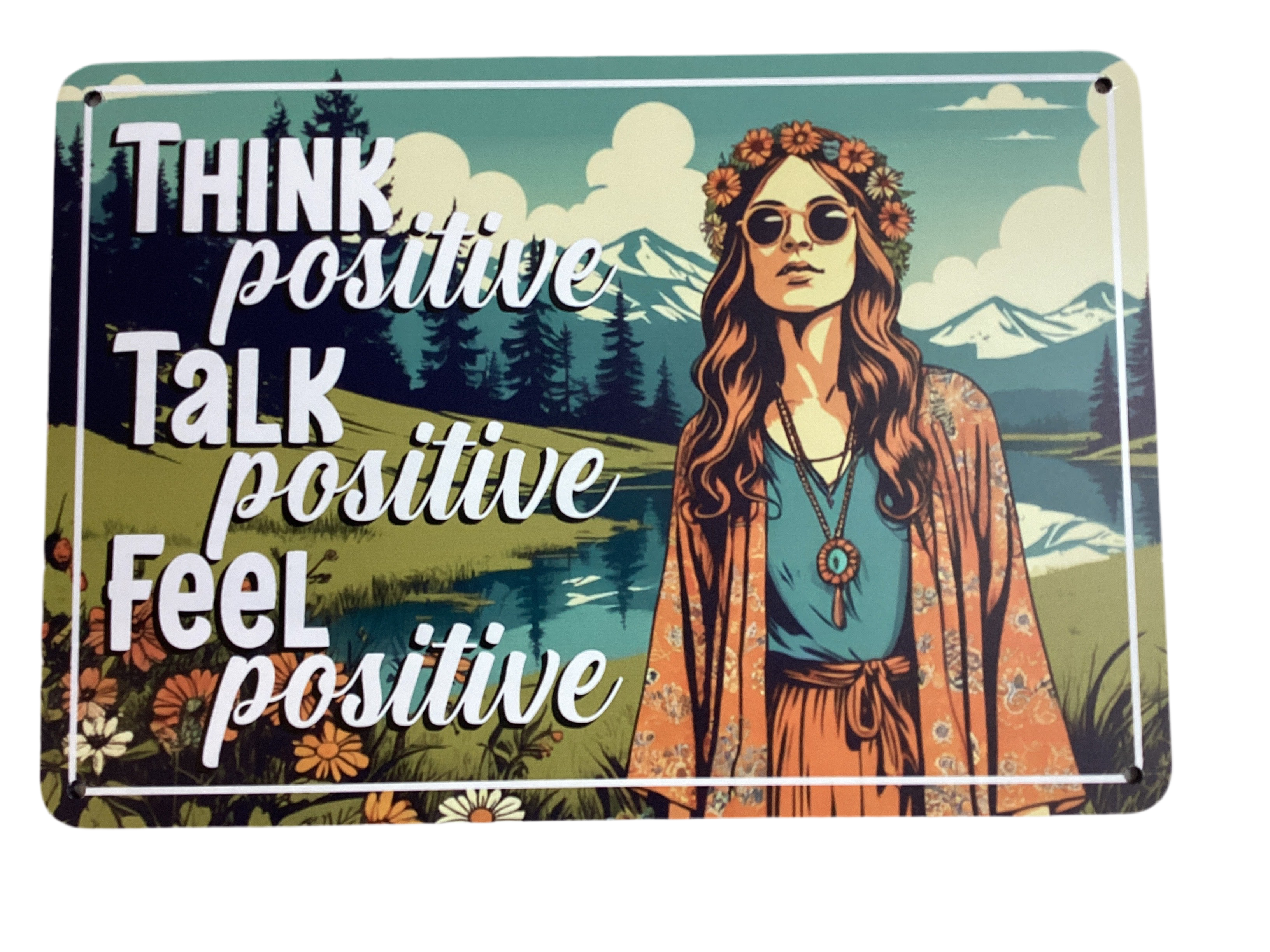 Think Positive - vintage metal sign