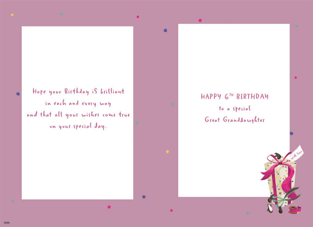 Special Great-Granddaughter 6th - Birthday card