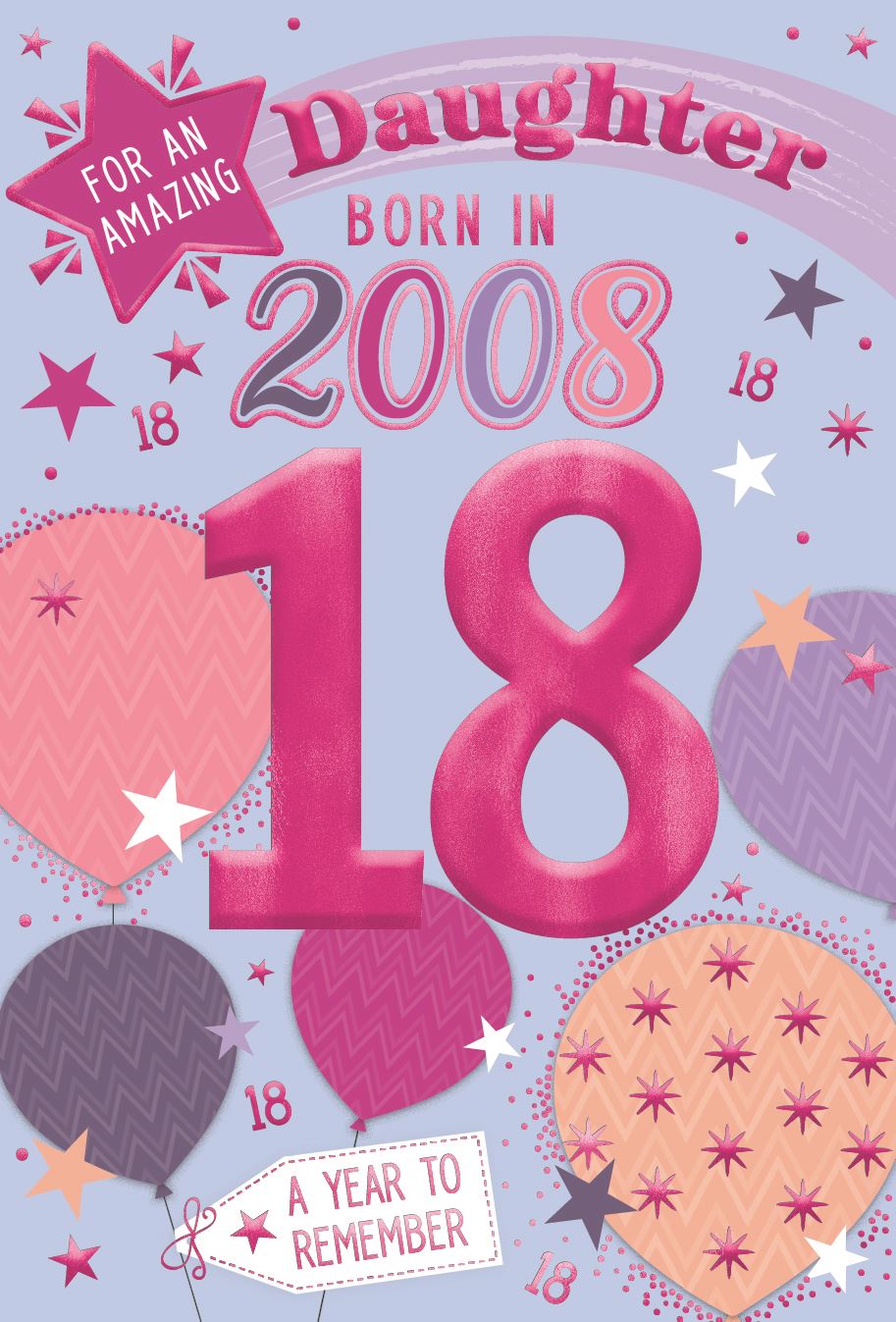 Daughter, Born in 2008- 18th birthday card